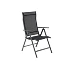 Garden chair - Folding chair - Adjustable backrest - Aluminum frame - Black