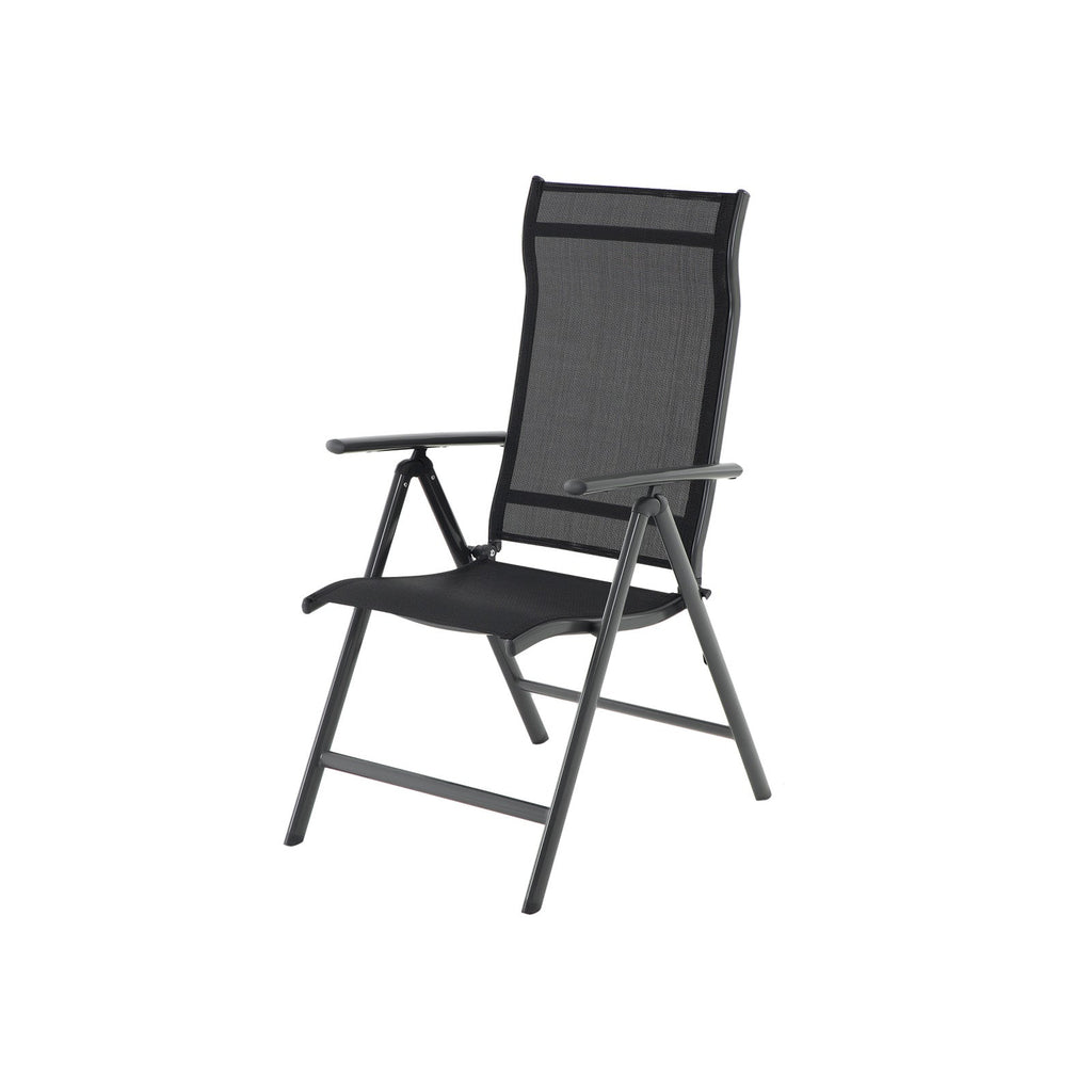 Garden chair - Folding chair - Adjustable backrest - Aluminum frame - Black