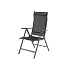 Garden chair - Folding chair - Adjustable backrest - Aluminum frame - Black
