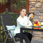 Garden chair - Folding chair - Adjustable backrest - Aluminum frame - Black
