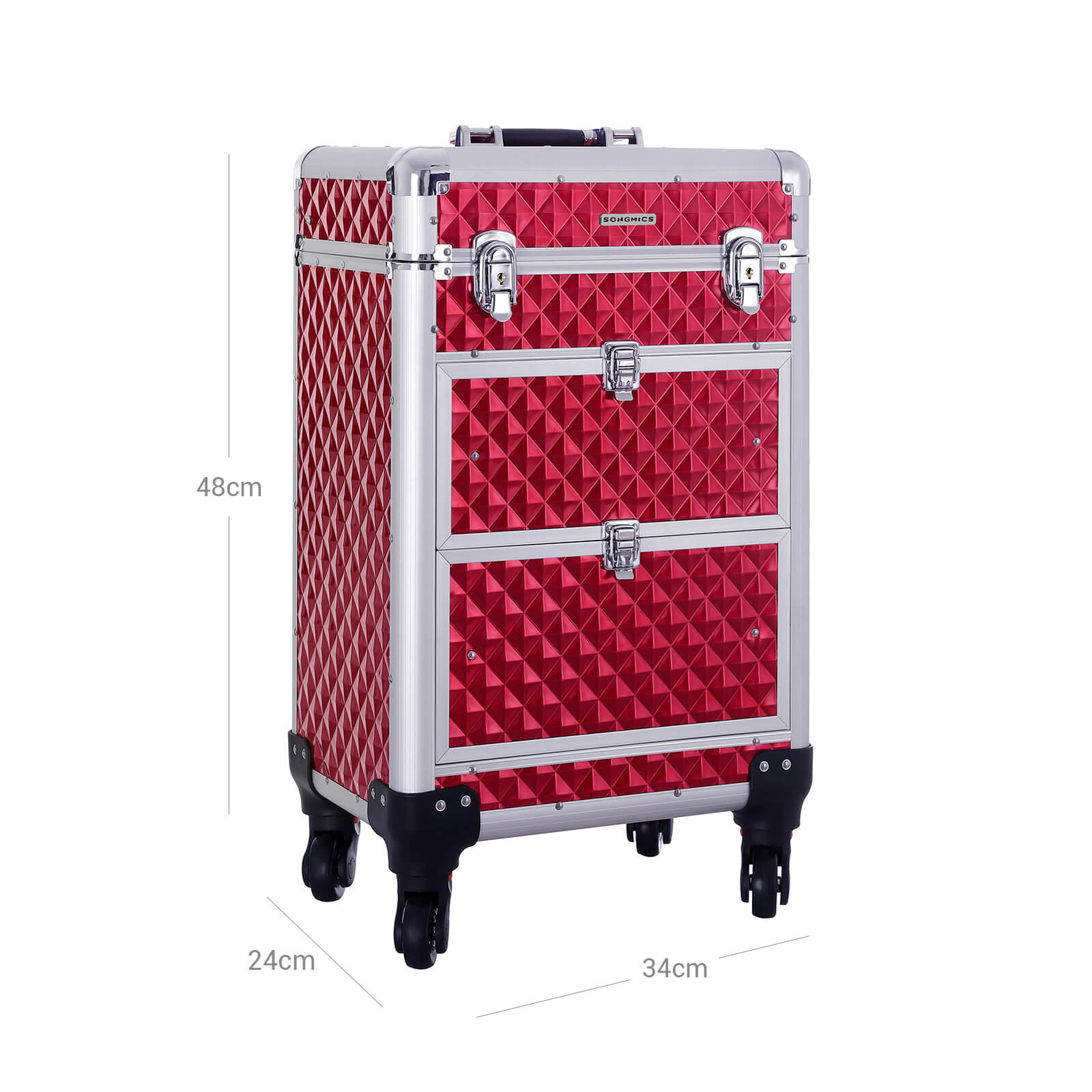 Make-up trolley-Aluminum cosmetic case-red
