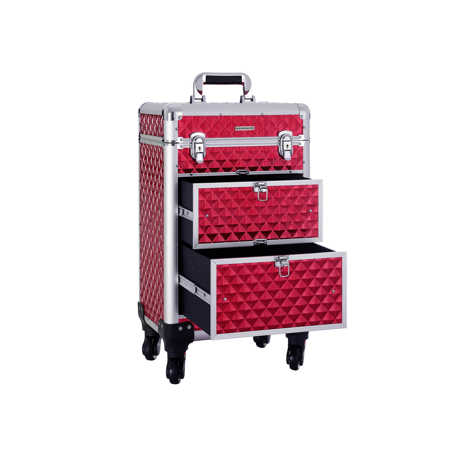 Make-up trolley-Aluminum cosmetic case-red
