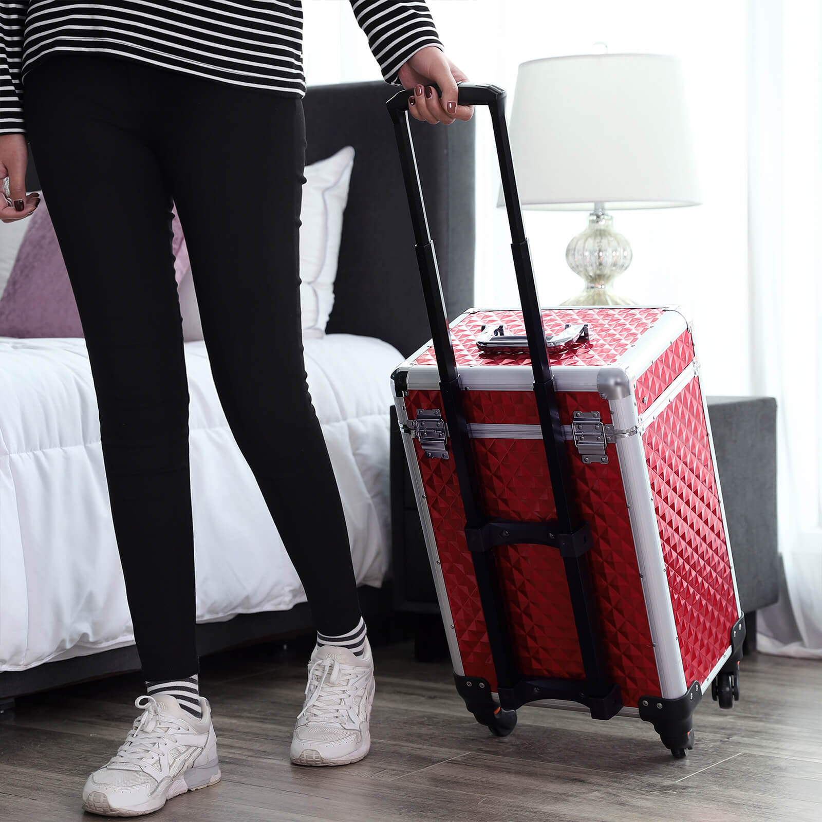 Make-up trolley-Aluminum cosmetic case-red