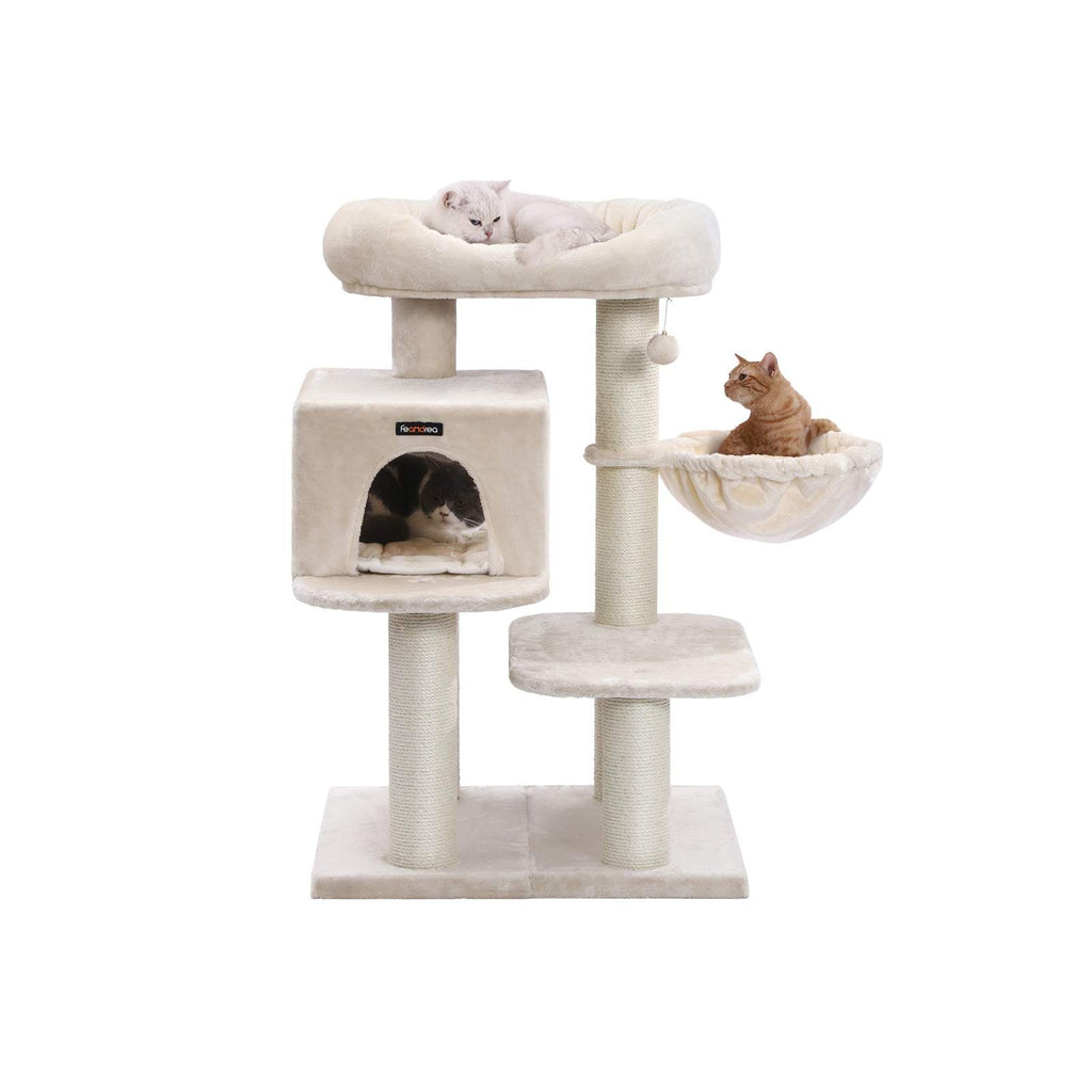 Scratching post - climbing tree - with platform, hammock and cave - cream