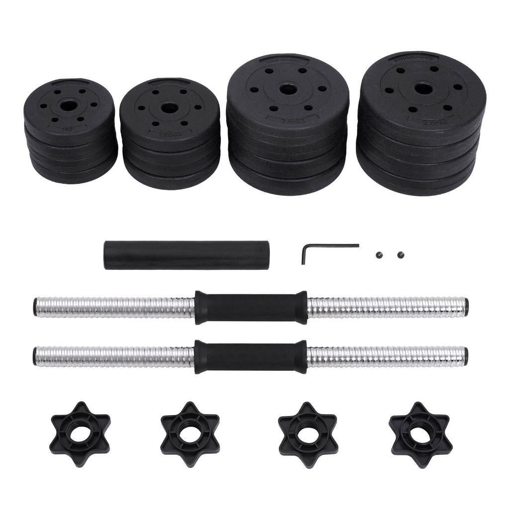 HALKERSET - Adjustable Dumbbells - 20 kg / 30 kg - plastic with steel tube