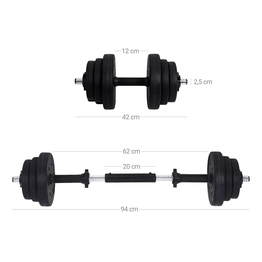 HALKERSET - Adjustable Dumbbells - 20 kg / 30 kg - plastic with steel tube