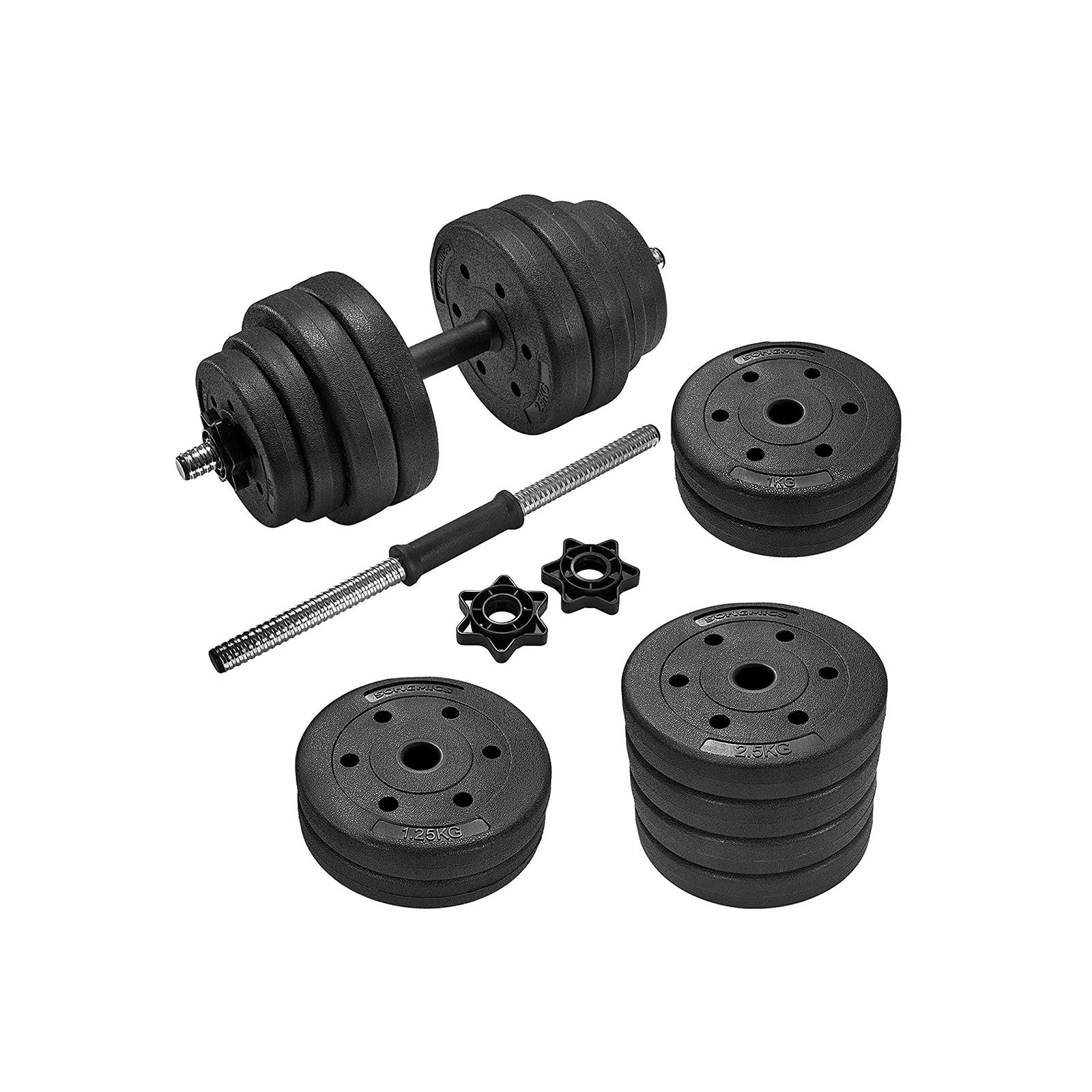 HALKERS - Dumbbell set - 2 x 15 kg - Total 30 kg - Black