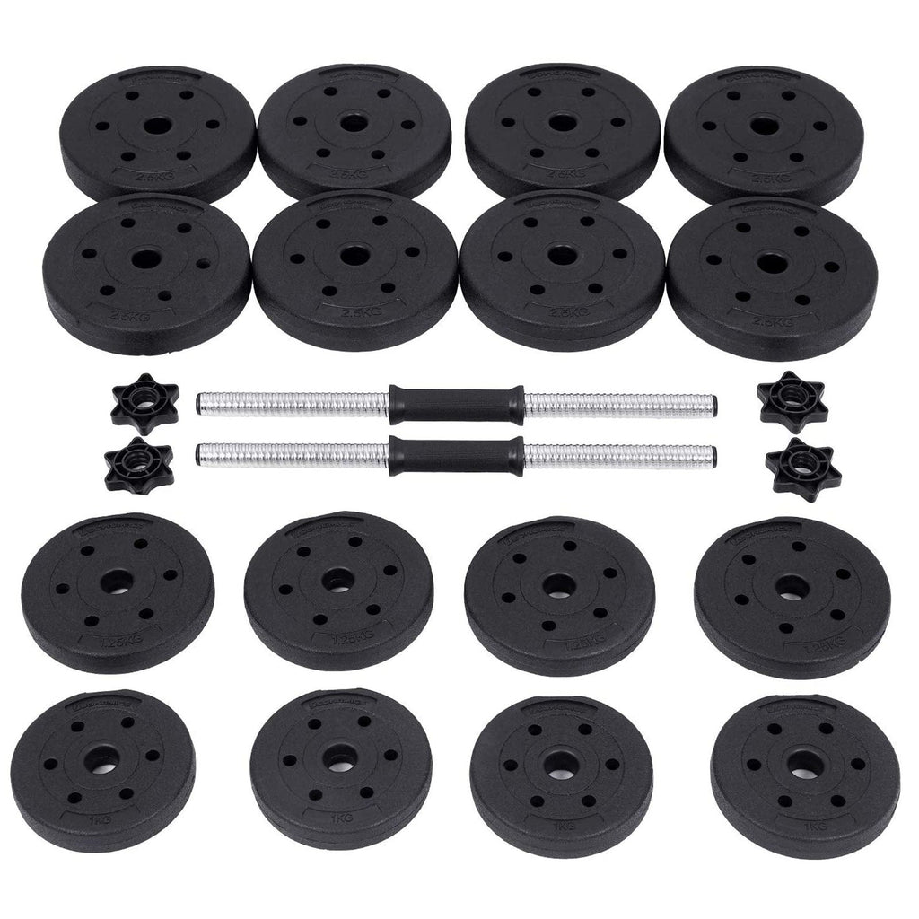 HALKERS - Dumbbell set - 2 x 15 kg - Total 30 kg - Black