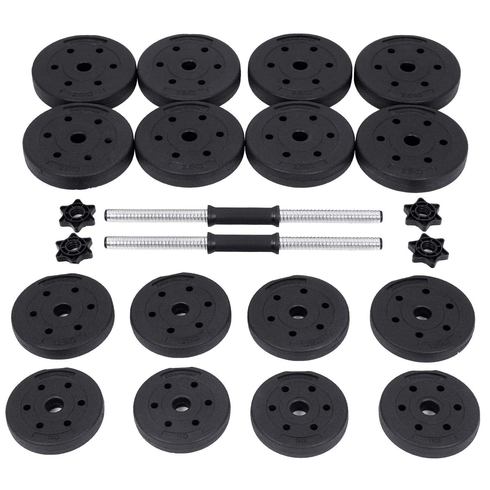 HALKERS - Dumbbell set - 2 x 15 kg - Total 30 kg - Black