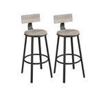 Bar stools - Set of 2 - With backrest - Wooden seat - Gray Black