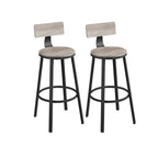 Bar stools - Set of 2 - With backrest - Wooden seat - Brown