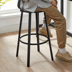 Bar stools - Set of 2 - With backrest - Wooden seat - Gray Black
