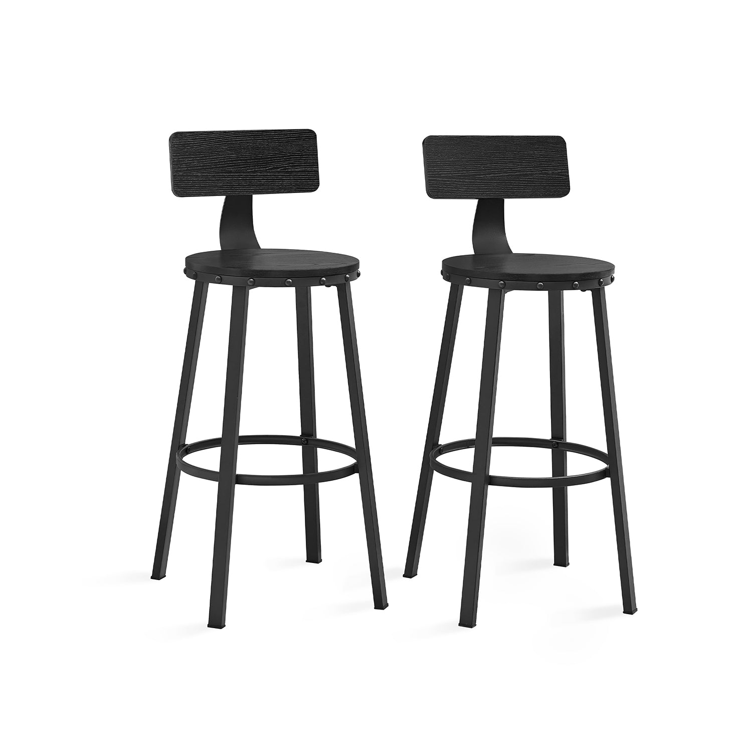 Bar stool - Set of 2 - Industrial Design - Ebony Black