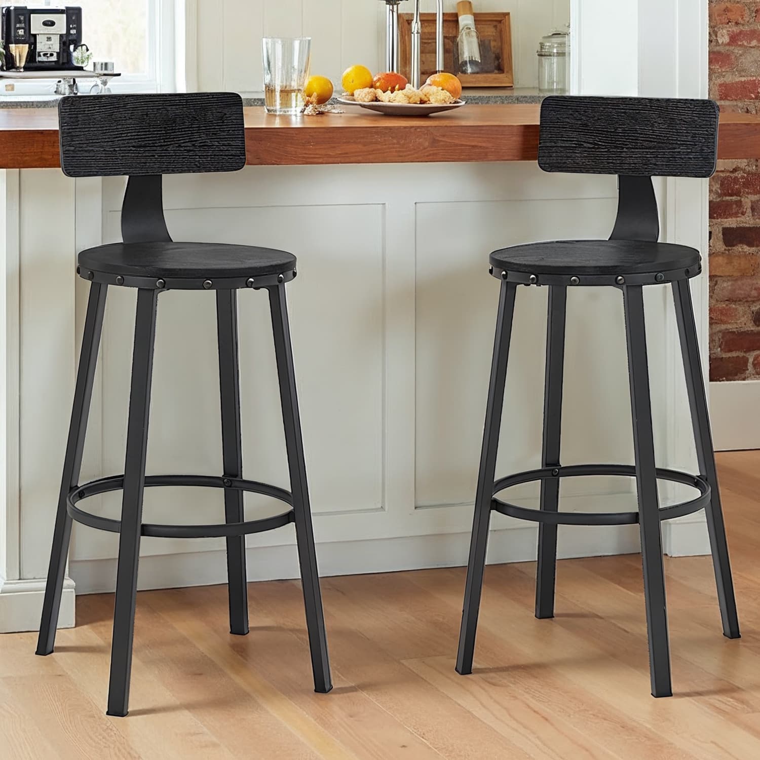Bar stools - Set of 2 - Industrial Design - Ebony - Black