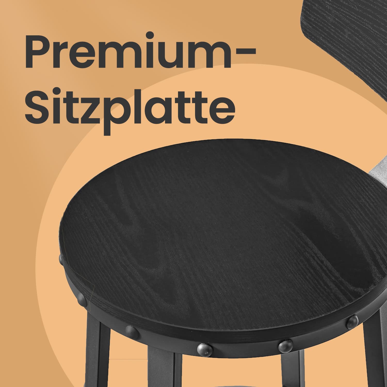 Bar stools - Set of 2 - Industrial Design - Ebony - Black
