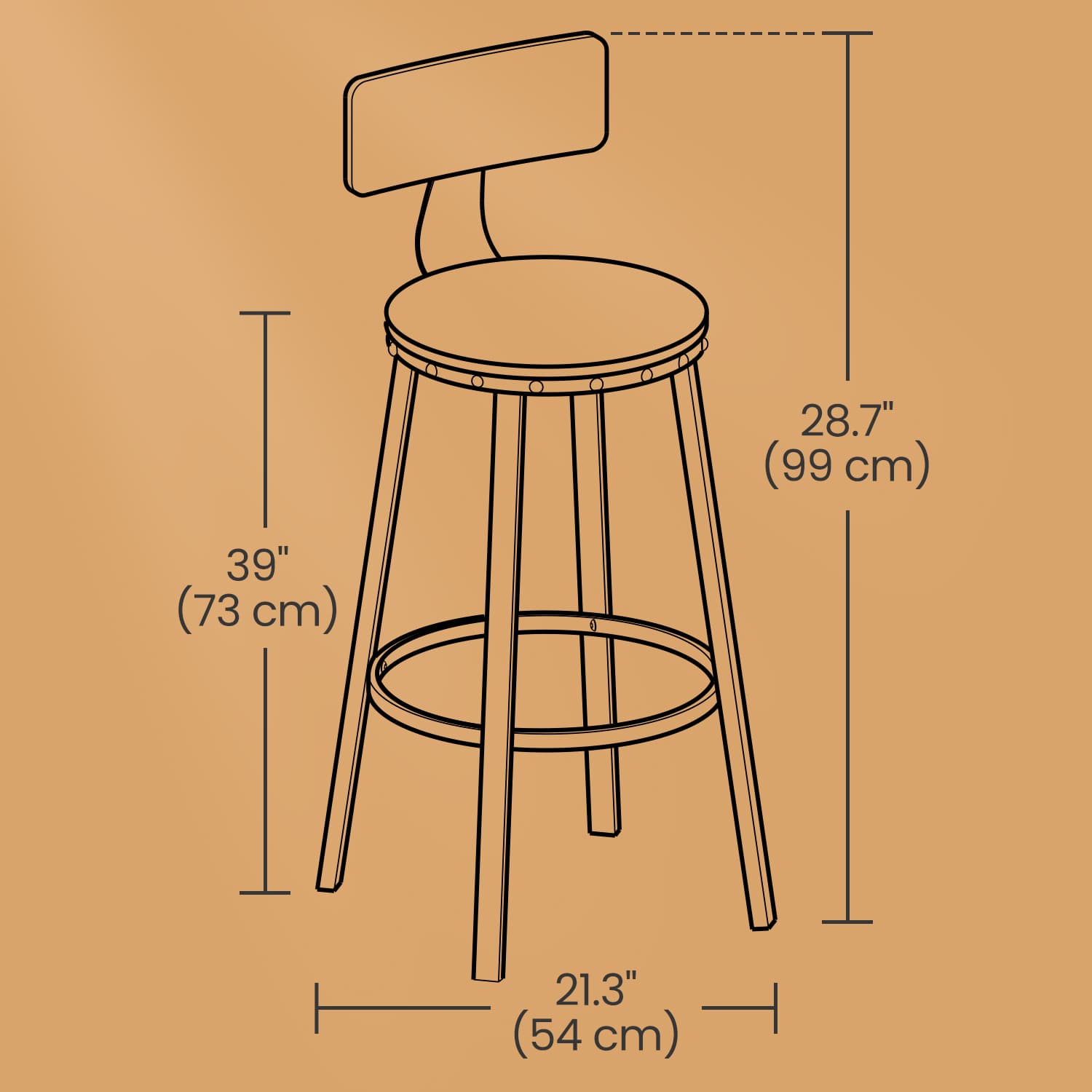 Bar stools - Set of 2 - Industrial Design - Ebony - Black