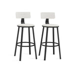 Bar stools - Set of 2 - With backrest - Wooden seat - Brown