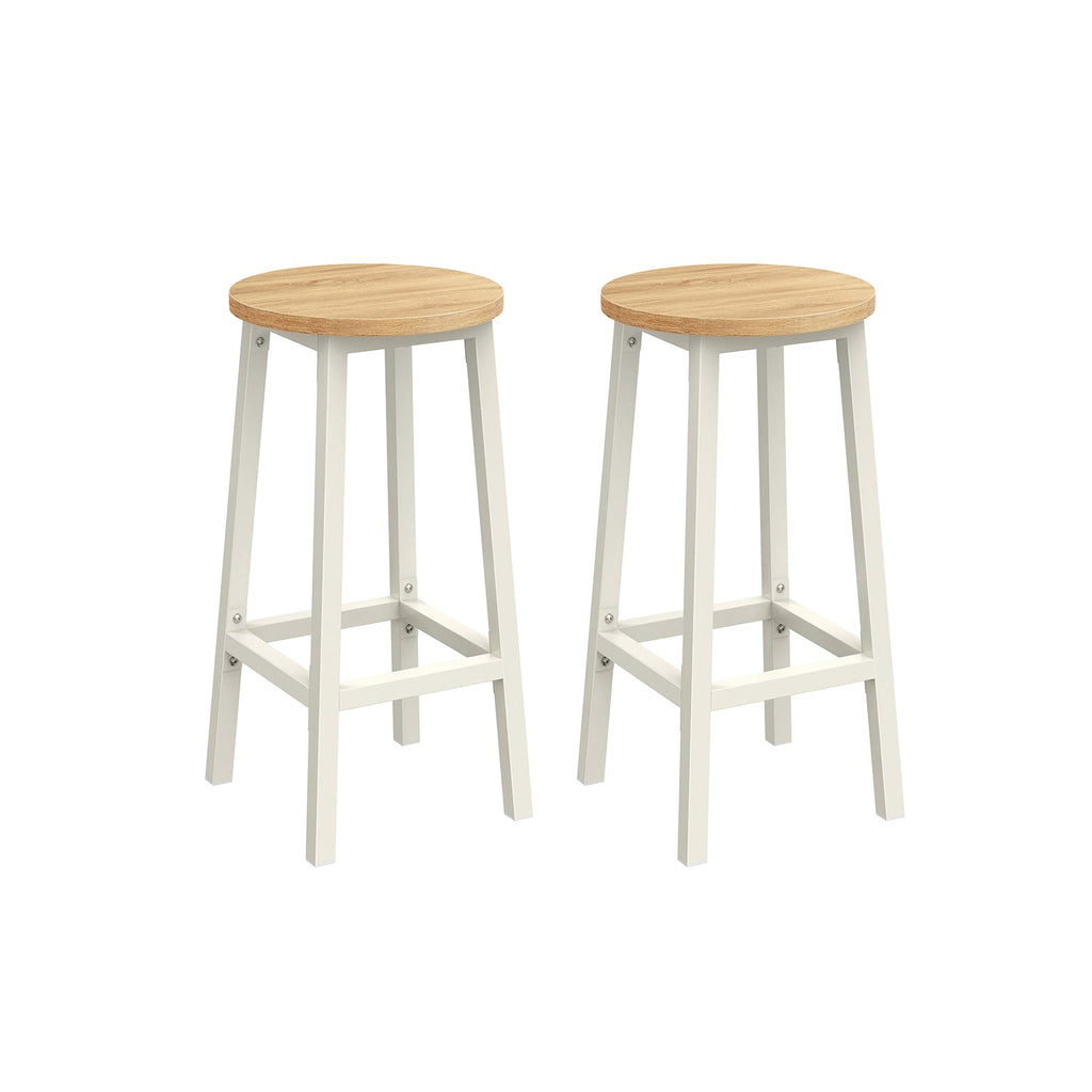 Bar stools - Set of 2 - Bar chairs - Height 65 cm - Round - With steel frame