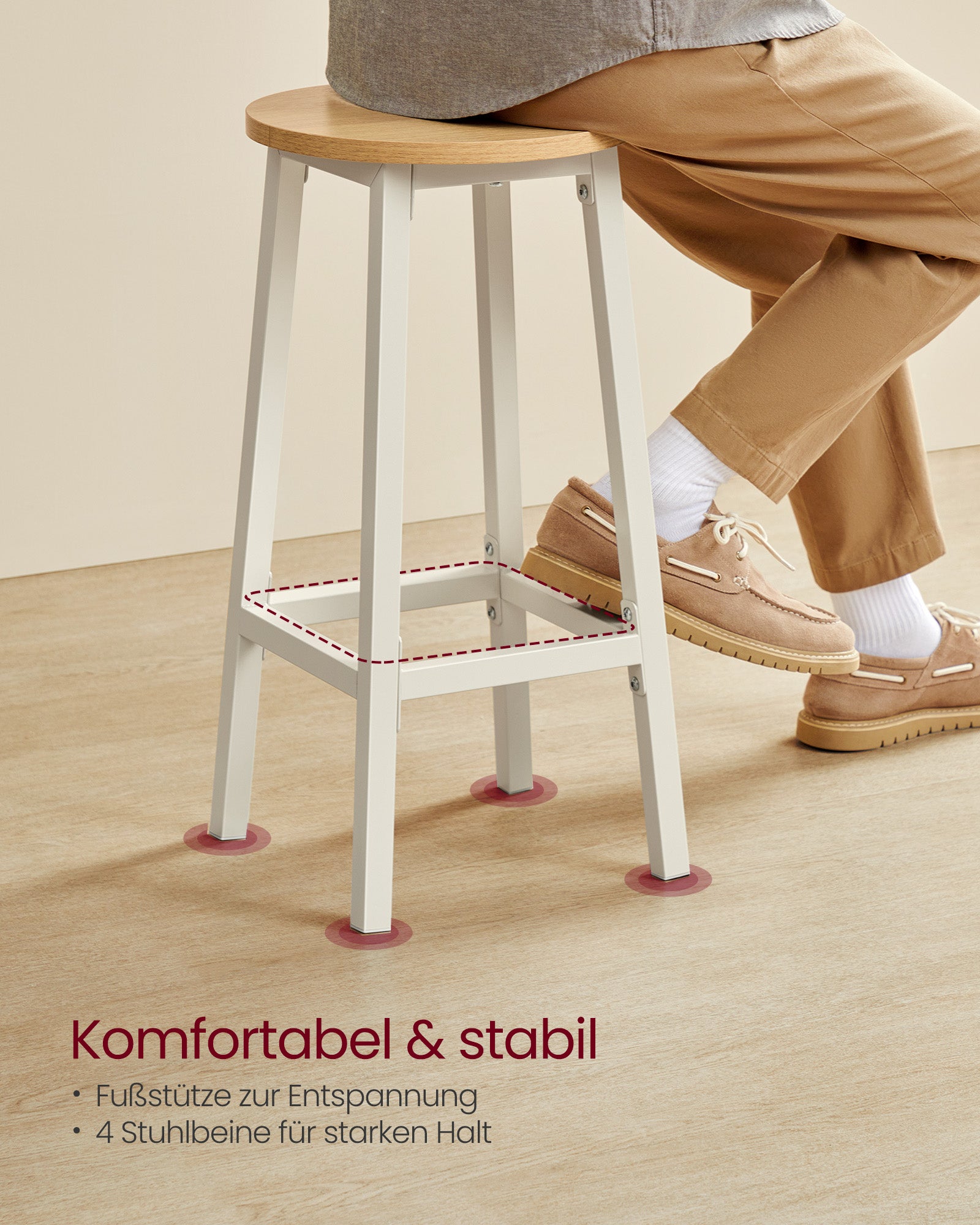 Bar stools - Set of 2 - Ebony Black - Oak Beige - White