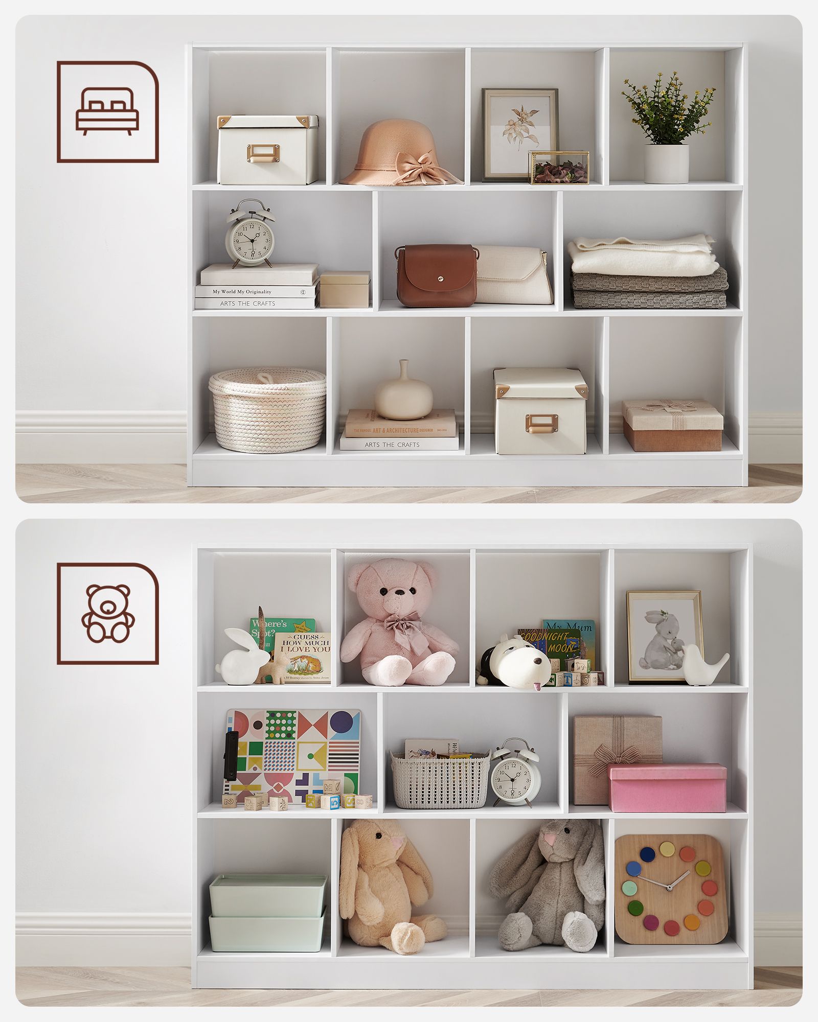 Bookcase - with 11 courses - White