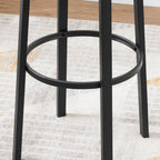 Bar stools - Set of 2 - Metal frame and wooden backrest - Black