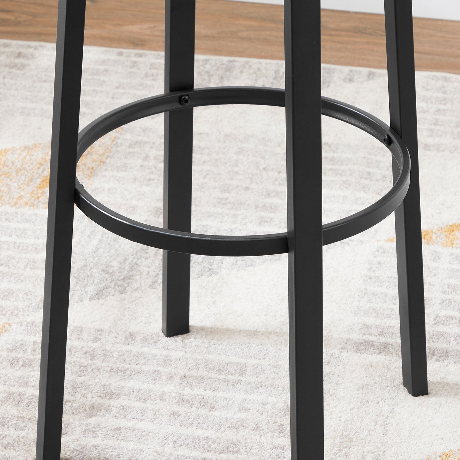 Bar stools - Set of 2 - Metal frame and wooden backrest - Black