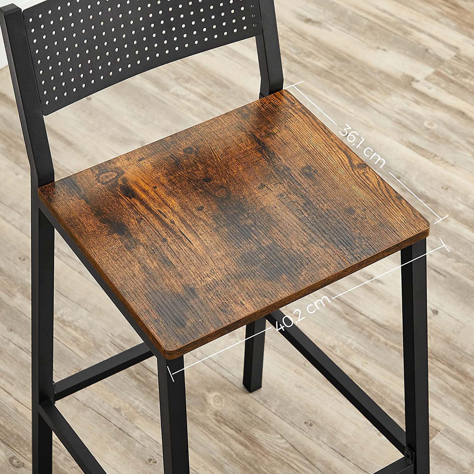 Bar stools - Set of 2 - Kitchen chairs - Vintage Brown