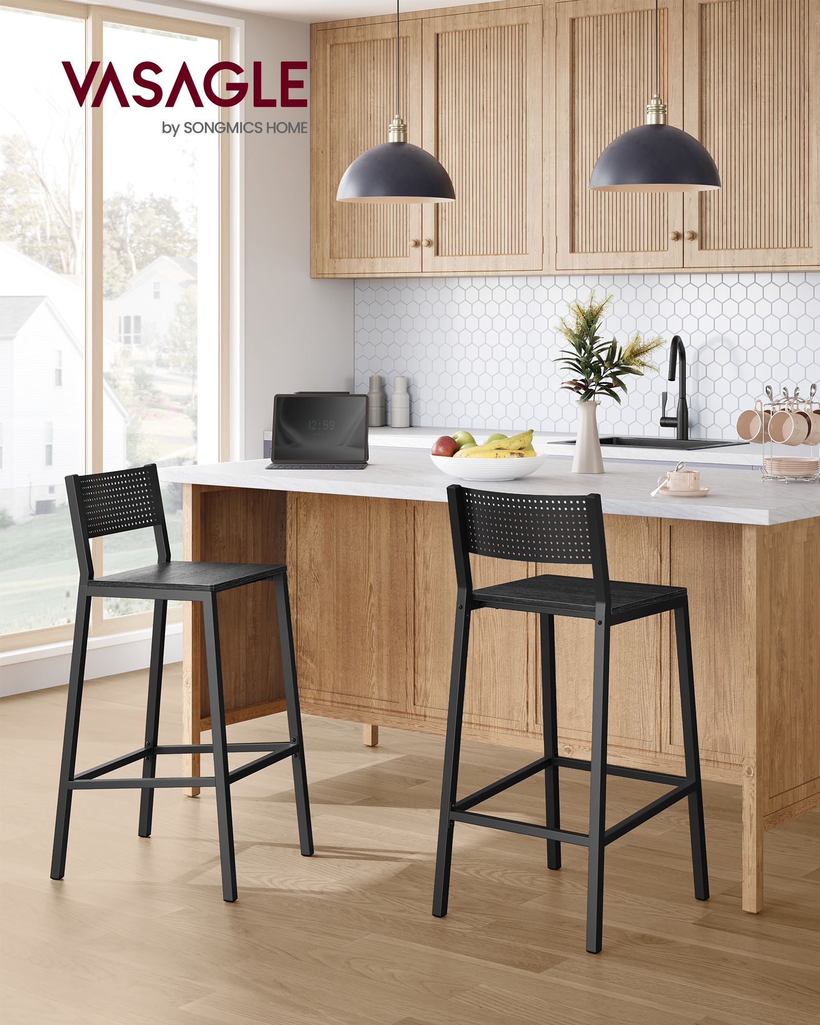 Bar stools-Industrial Design-Set of 2-Anthracite black