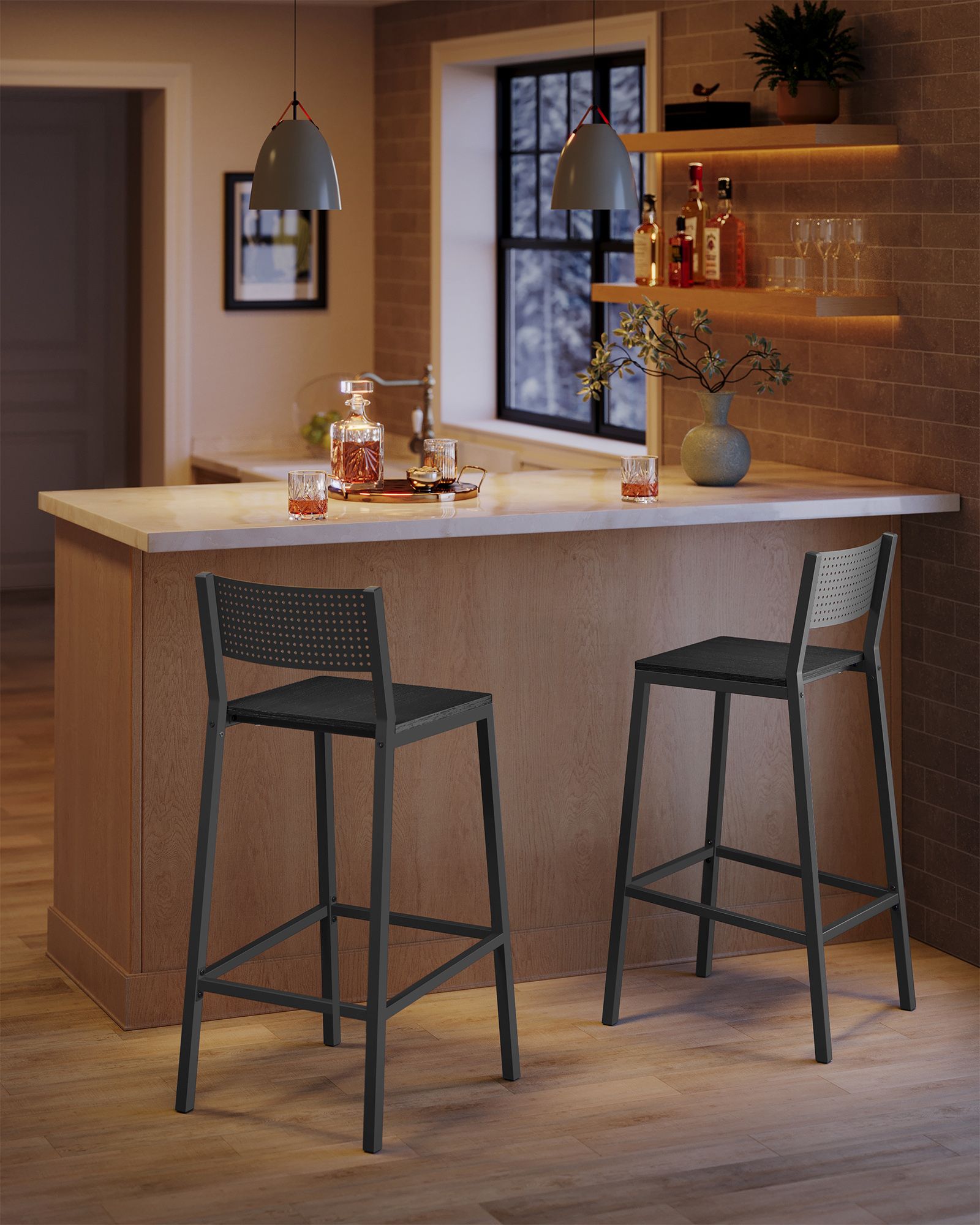 Bar stools-Industrial Design-Set of 2-Anthracite black