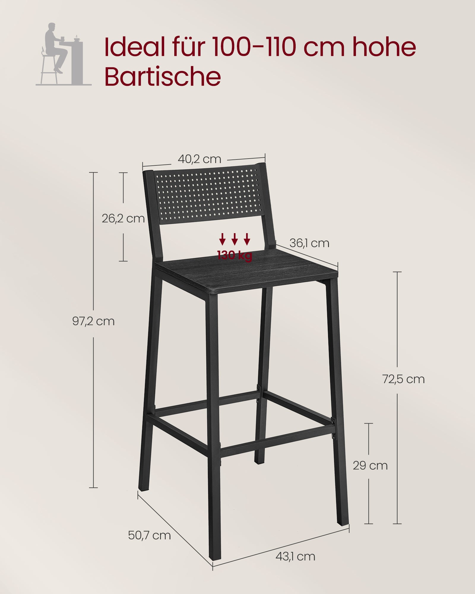 Bar stools-Industrial Design-Set of 2-Anthracite black