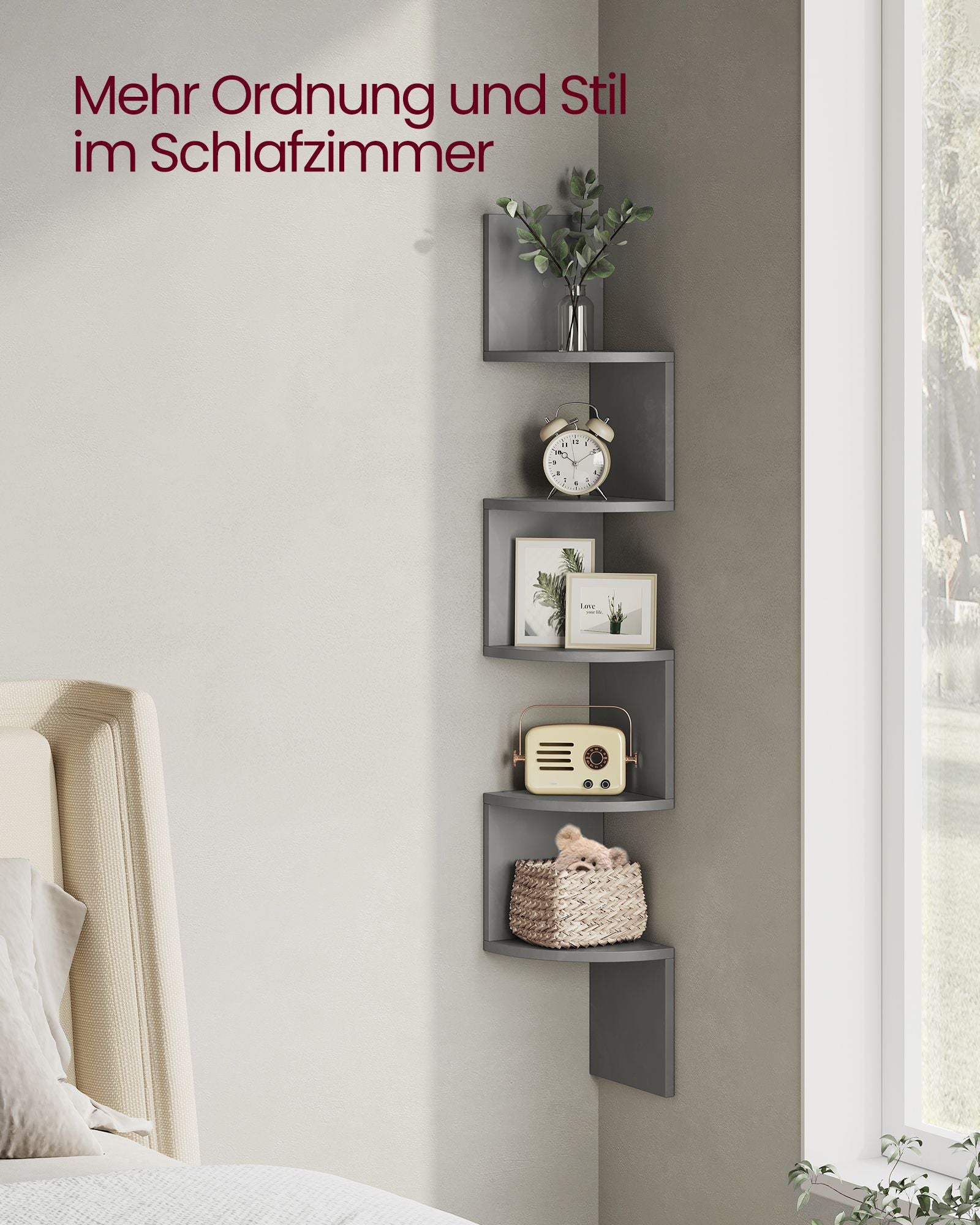 Wall shelf with 5 shelves for plants and CDs