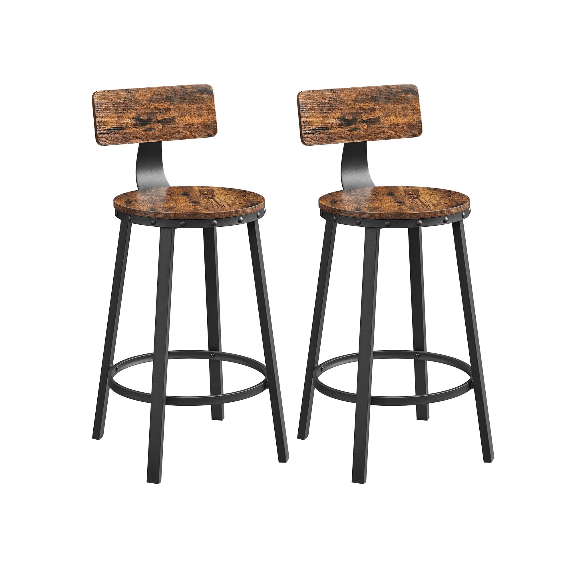 Bar stools - Set of 2 - Industrial Design - Vintage Brown / Black