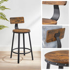 Bar stools - Set of 2 - Industrial Design - Vintage Brown / Black