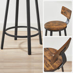 Bar stools - Set of 2 - Industrial Design - Vintage Brown / Black