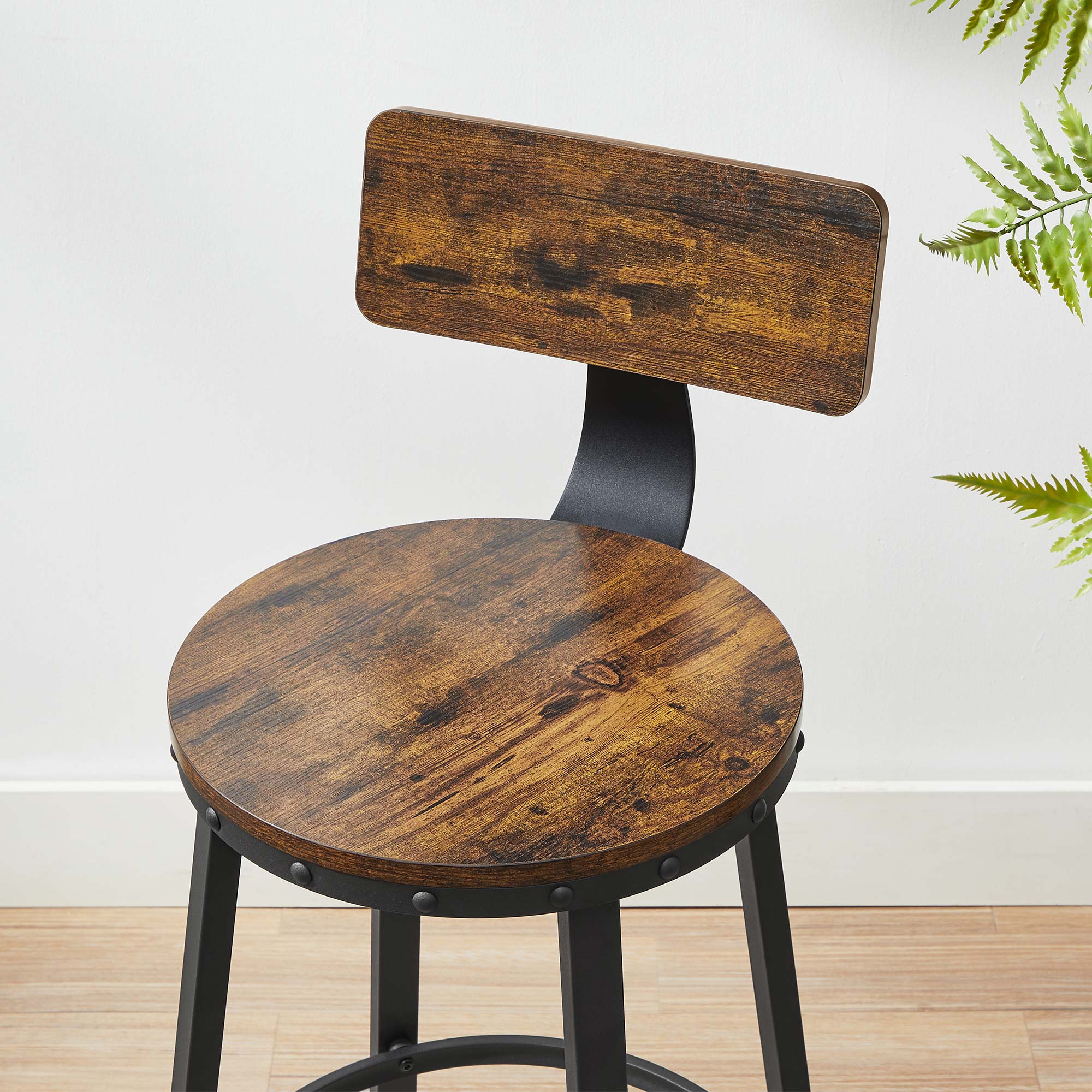 Bar stools - Set of 2 - Industrial Design - Vintage Brown / Black