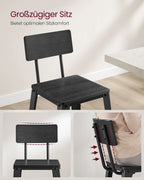 Bar stool set of 2 with backrest as-black ink black
