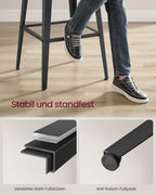 Bar stool set of 2 with backrest as-black ink black