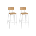 Bar stool - Bar chairs - Kitchen chairs - Set of 2 - With backrest - Steel frame - Brown Black