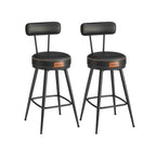 Bar stools - Bar chairs - Set of 2 - Metal frame - With backrest - Black