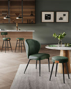 Bar stools - Bar chairs - Set of 2 - Metal frame - With backrest - Green