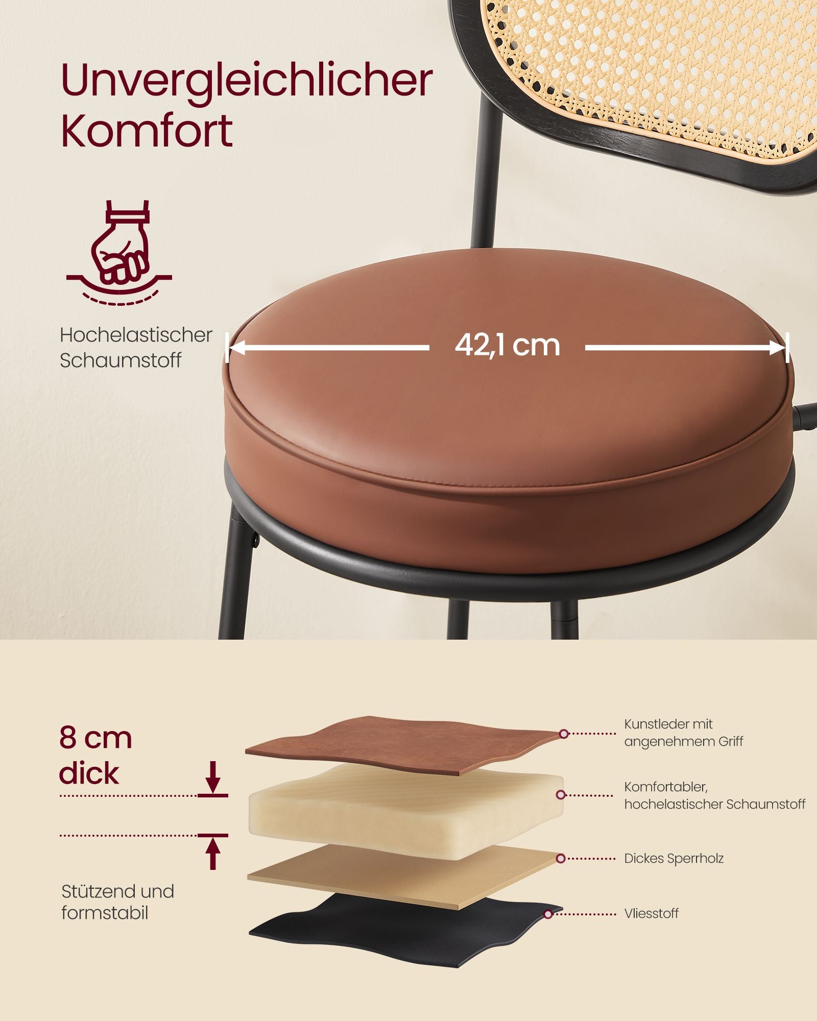 Bar stools set of 2 - high stools - Bent backrest - Breakfast bar
