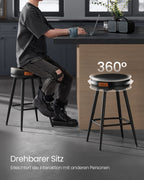 Bar stool set of 2 65 cm high ink -black