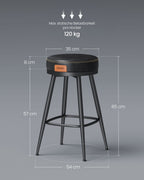 Bar stool set of 2 65 cm high ink -black