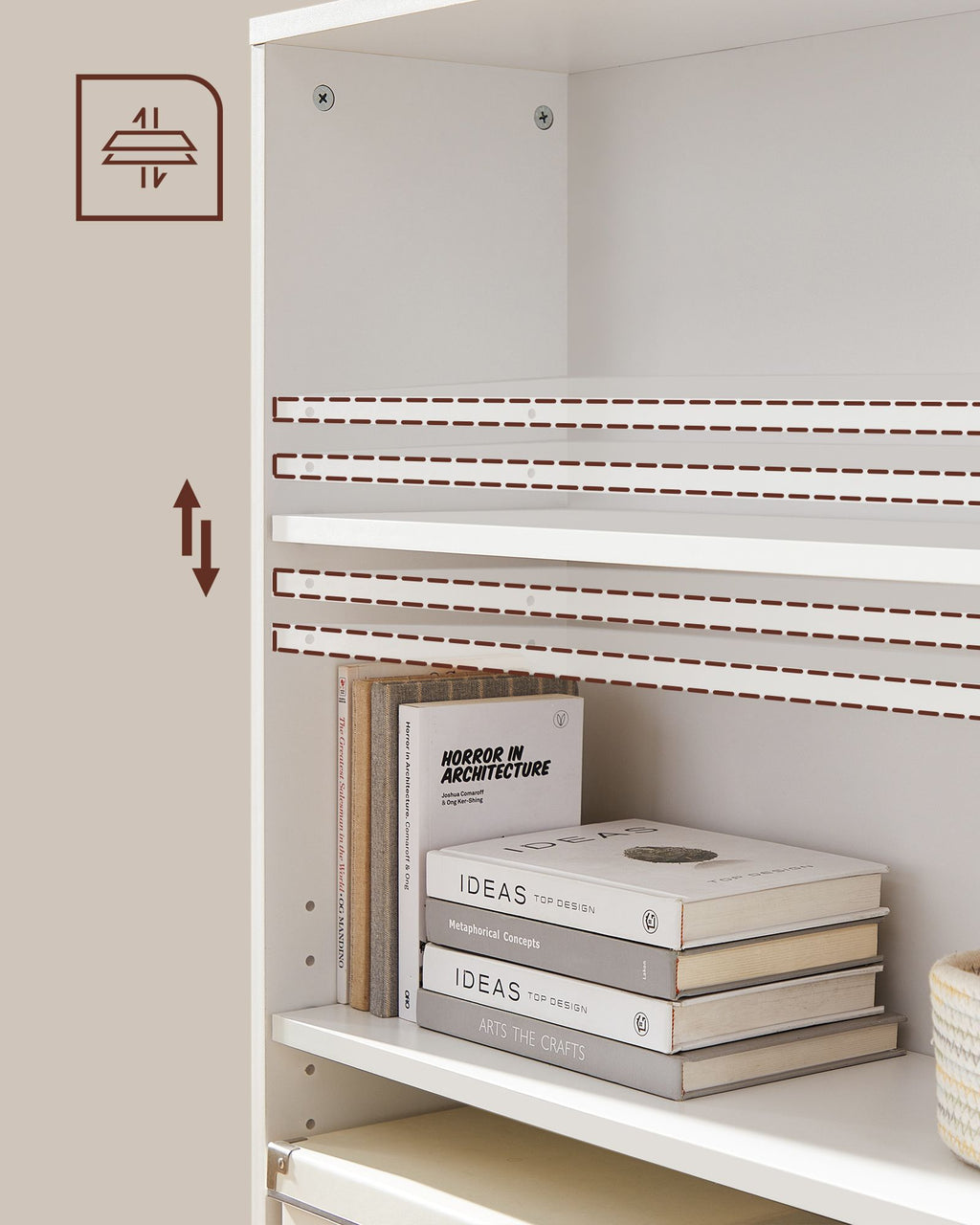 Bookcase - 4 levels - Adjustable shelves - White
