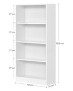 Bookcase - 4 levels - Adjustable shelves - White