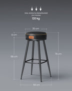 Bar stool set of 2 76 cm high ink -black