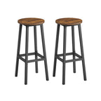Bar stool set of 2 with footrest vintage brown-black