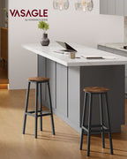 Bar stool set of 2 with footrest vintage brown-black