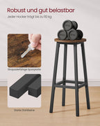 Bar stool set of 2 with footrest vintage brown-black