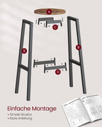 Bar stool set of 2 with footrest vintage brown-black